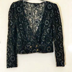 Black Floral Lace Blazer